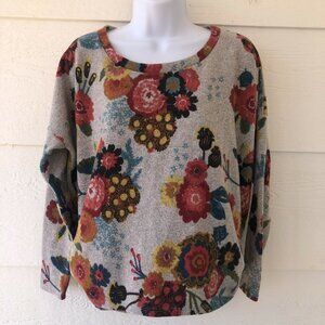 Rokoko By Dazz Adult Women's Size Small Long Sleeve Floral Print Sweater Blouse